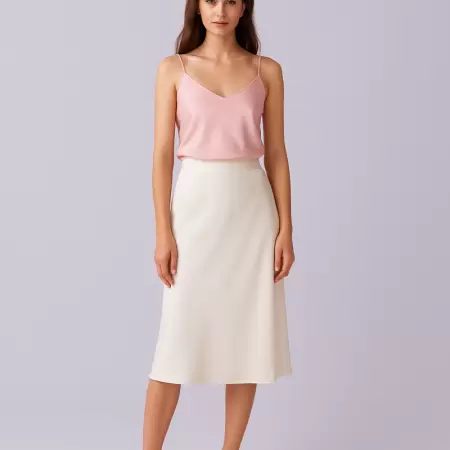 Regata Alça Fina Cetim Rosa