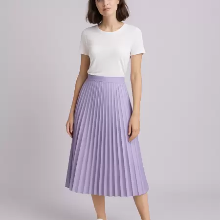 Saia Midi Plissada Lavanda